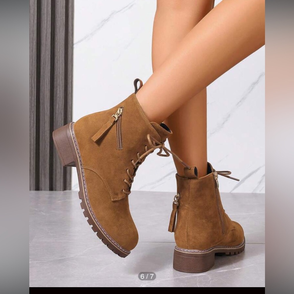 SHEIN EUC Brown Suede Ankle Boots - Picture 1 of 15